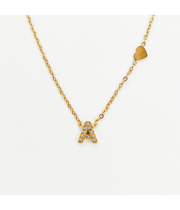 Collar Inicial Brillo Corazon