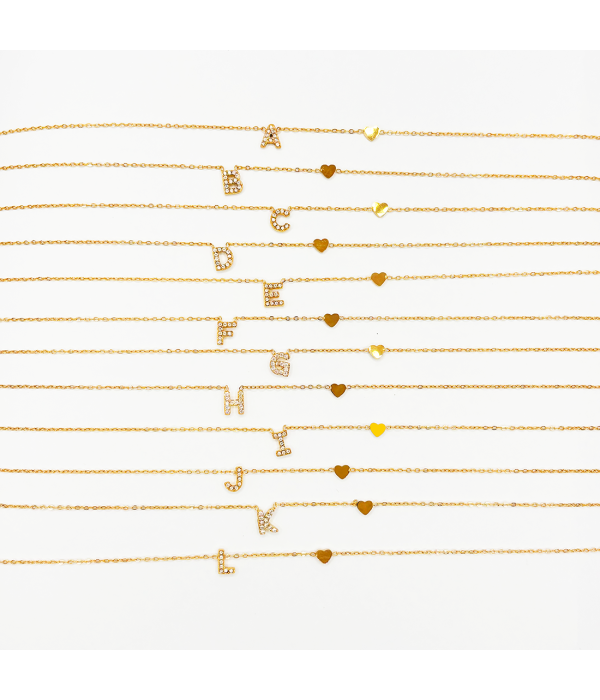 Collar Inicial Brillo Dorado y Plateado