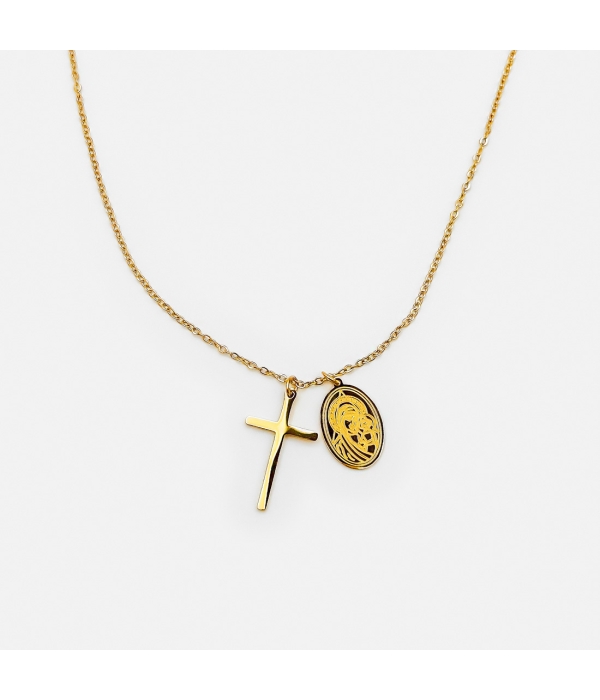 Collar Multidijes Cruz y Medalla Virgen