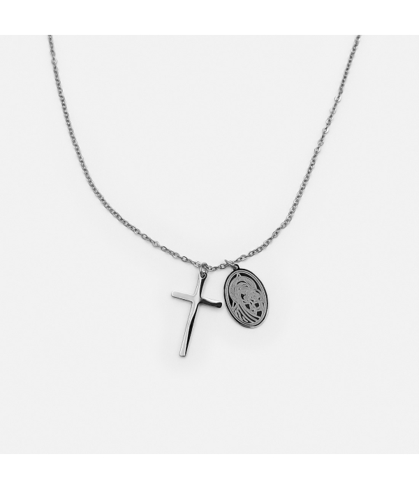 Collar Multidijes Cruz y Medalla Virgen
