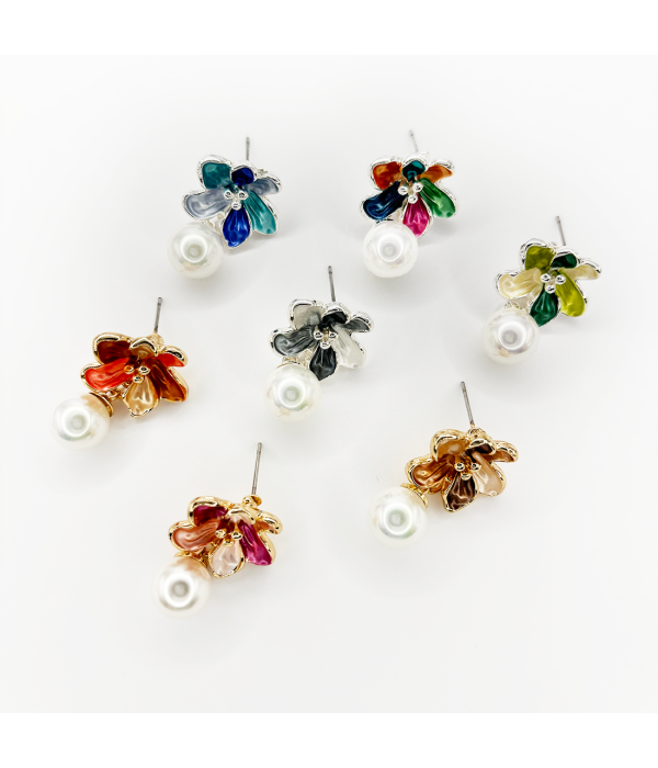 Pendientes Flor Perla