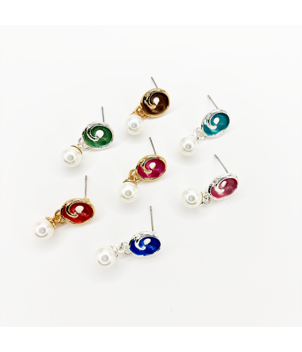Pendientes Concha Espiral y Perla