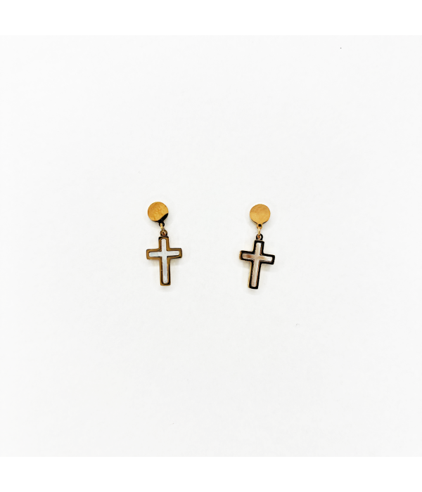 Pendientes Nacar Cruz