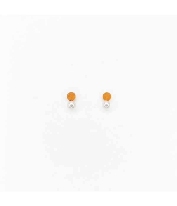 Pendientes Perla Chapa Redonda