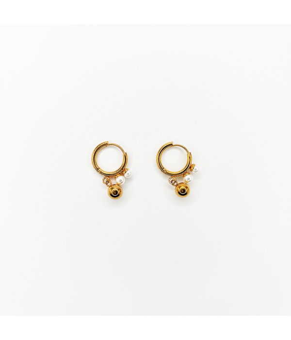 Pendientes Perla Y Charm Esferico