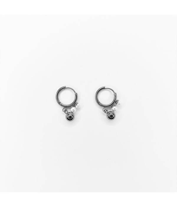 Pendientes Perla Y Charm Esferico 2