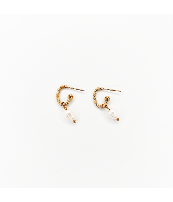 Pendientes Aro Abierto Perla