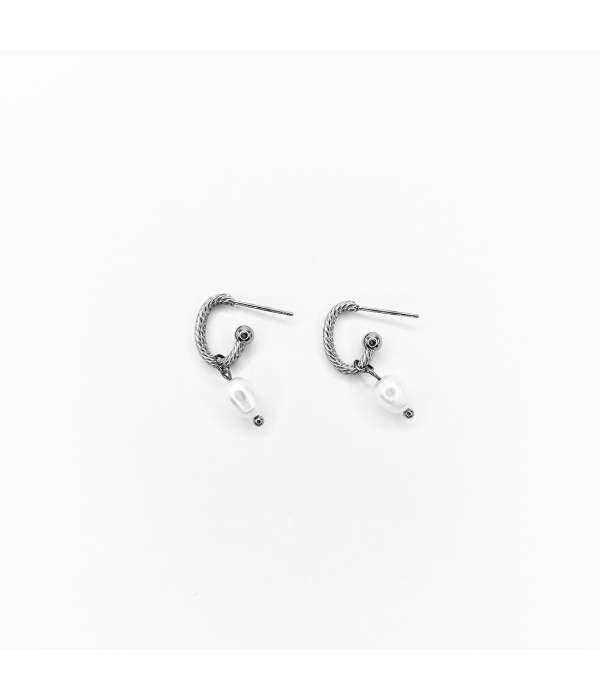 Pendientes Aro Abierto Perla