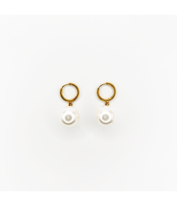 Pendientes Aro Perla Grande
