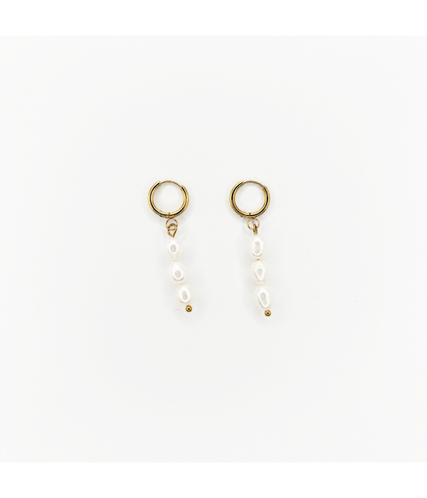 Pendientes Aro Triple Perla