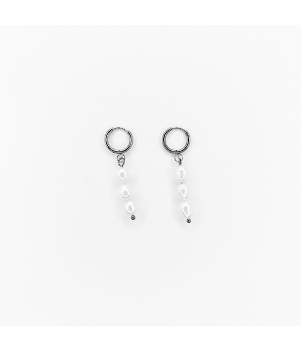 Pendientes Aro Triple Perla