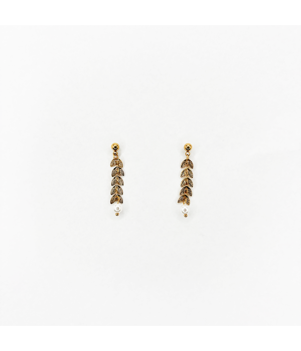 Pendientes Perla Hoja