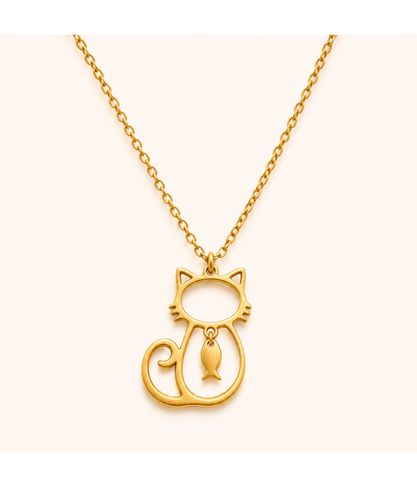 Collar Gato con pez colgante