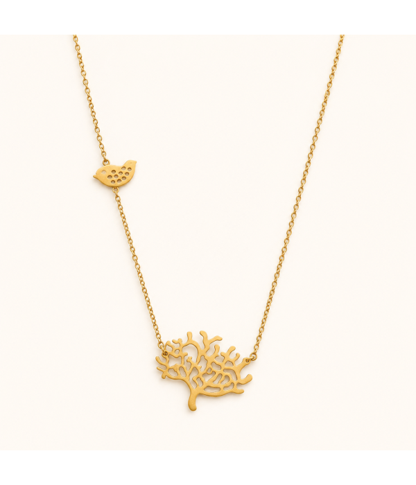 Collar Coral Marino y Ave