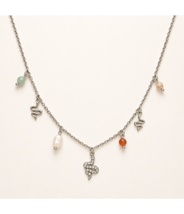Collar Serpientes y Perlas