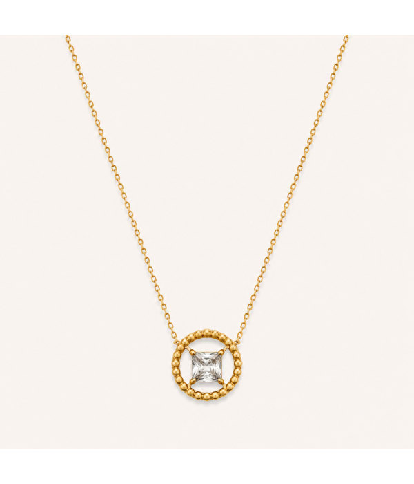 Collar Circulo y Cristal