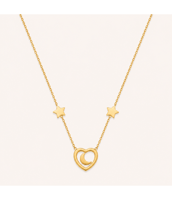Collar Corazon Luna y Estrella