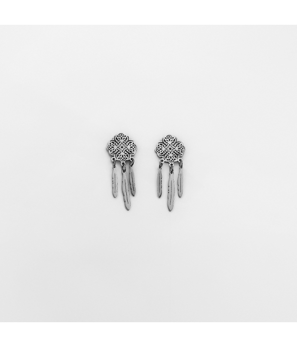 Pendiente Flor y Plumas 2