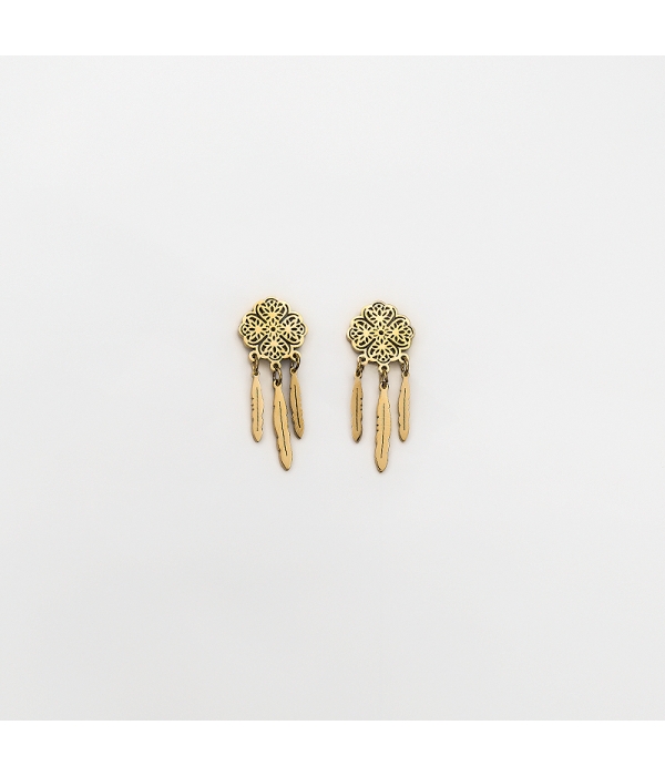 Pendiente Flor y Plumas